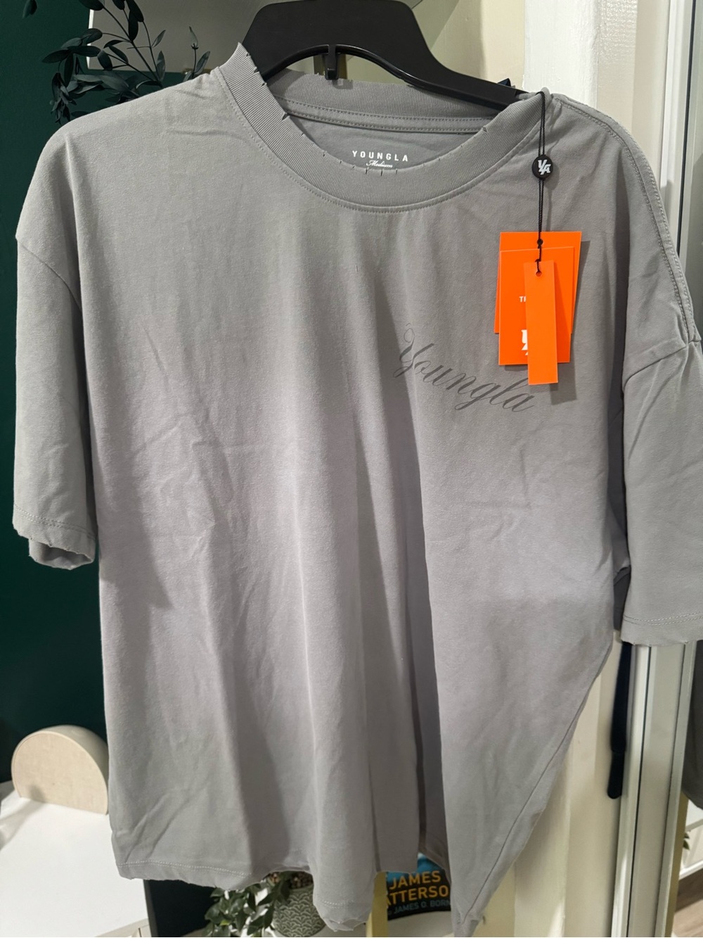 YoungLA Men's Short-Sleeve Pegasus Crewneck T-Shirt in Gray